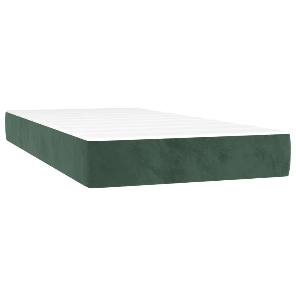 vidaXL sötétzöld bársony rugós ágy matraccal 90 x 200 cm