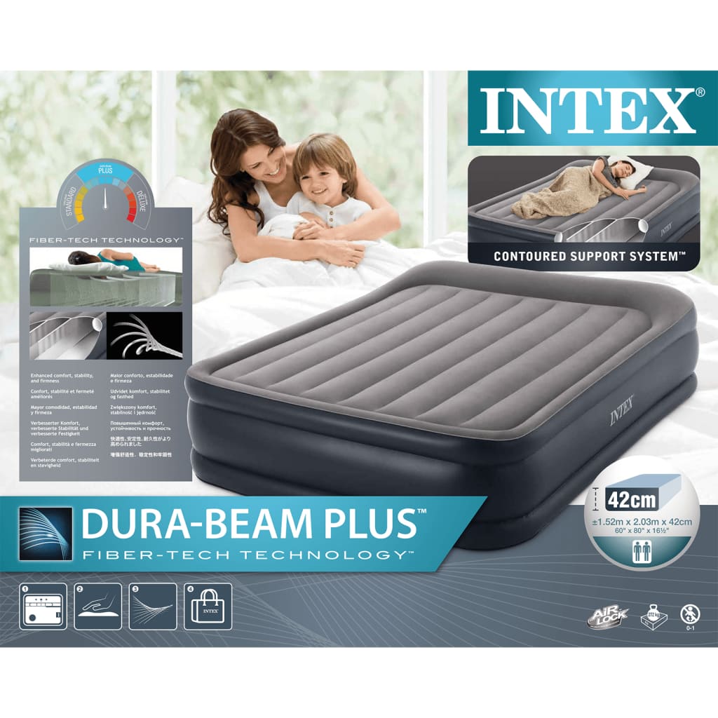 Intex Queen Deluxe DURA-BEAM PLUS SERIES emelt matrac párnatartóval