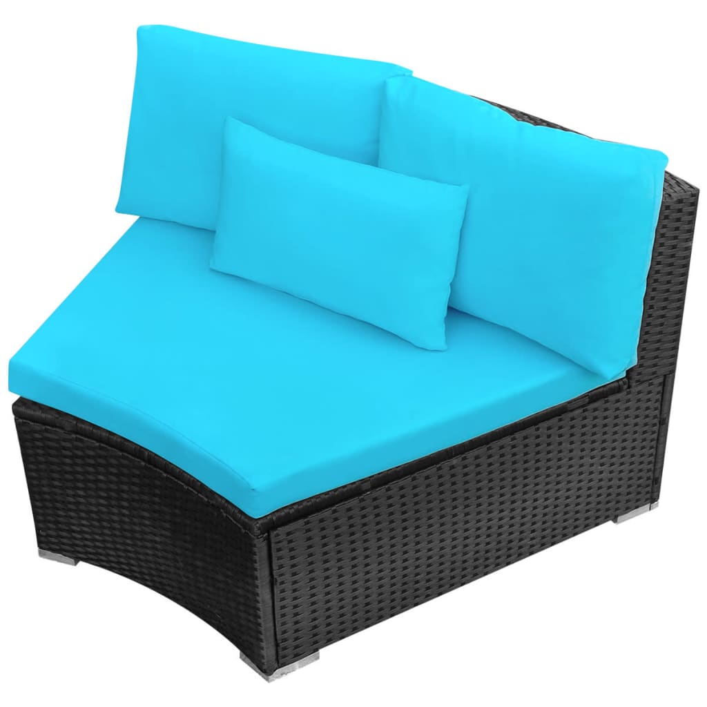 vidaXL 13-részes kék polyrattan kerti bútorszett párnákkal