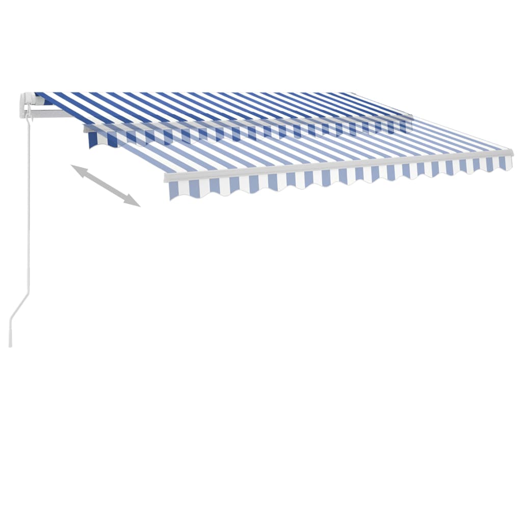 vidaXL kék-fehér kézzel kihúzható póznás napellenző 350 x 250 cm