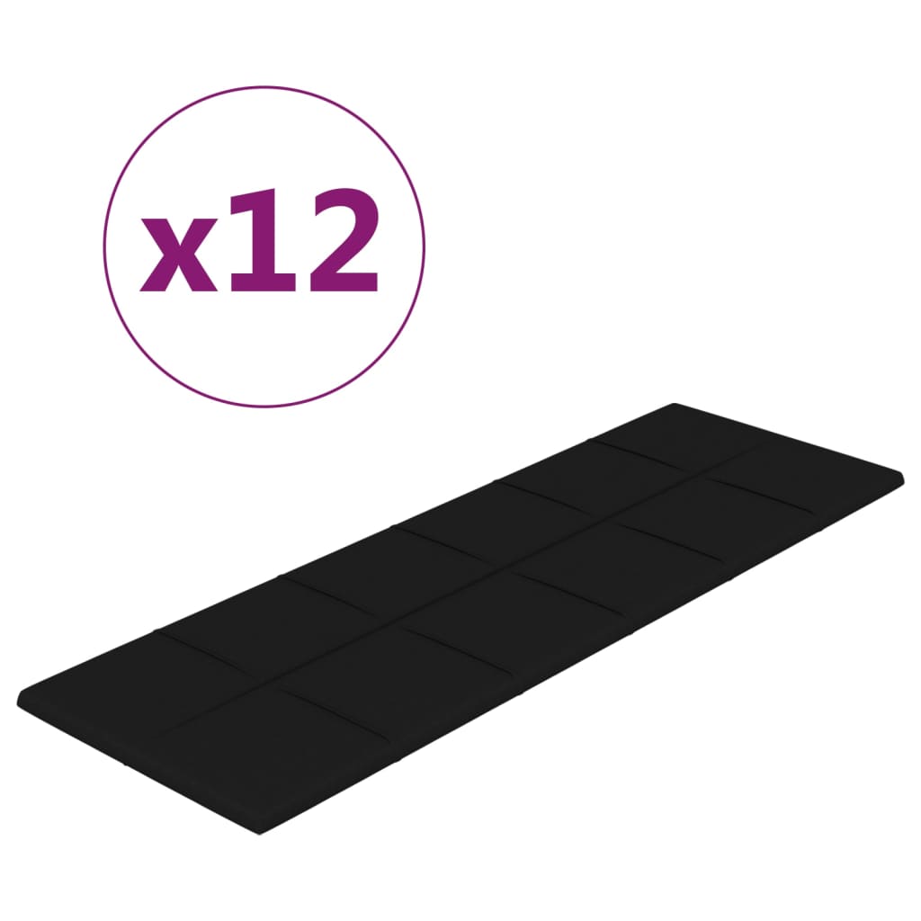 vidaXL 12 db fekete szövet fali panel 90x30 cm 3,24 m²