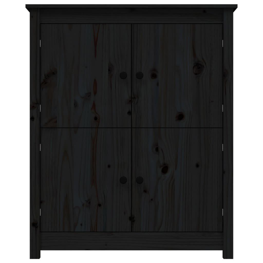 vidaXL fekete tömör fenyőfa tálalószekrény 83 x 41,5 x 100 cm