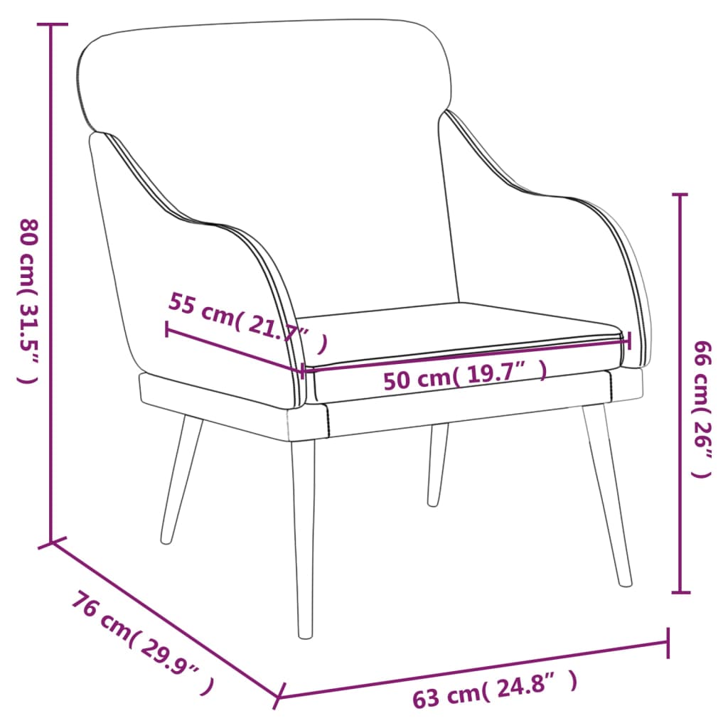 vidaXL fekete műbőr fotel 63 x 76 x 80 cm