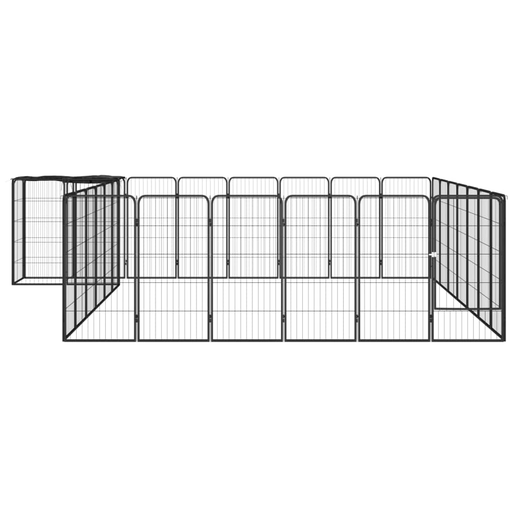 vidaXL 30-paneles fekete porszórt acél kutyakennel 50 x 100 cm