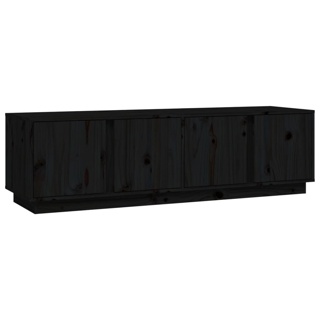 vidaXL fekete tömör fenyőfa TV-szekrény 140 x 40 x 40 cm