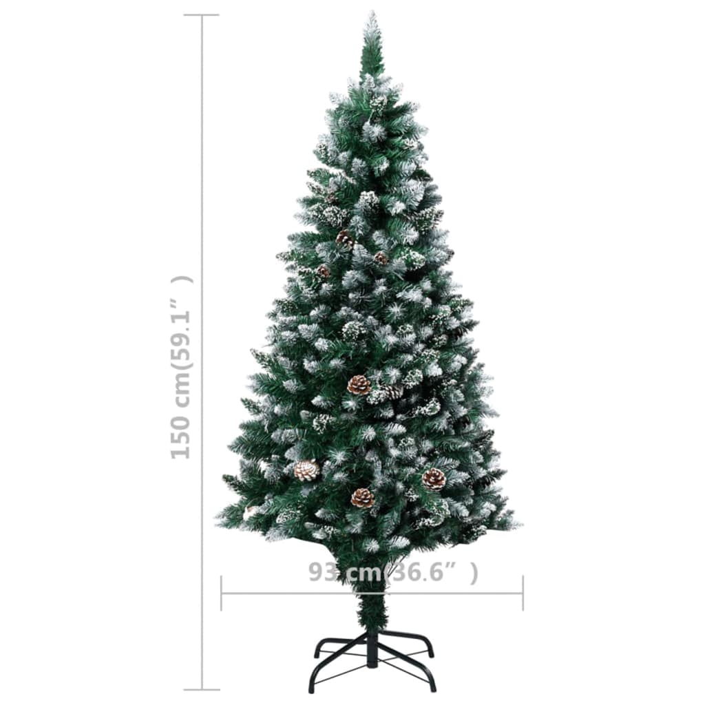 vidaXL műkarácsonyfa LED-del / tobozzal / pelyhes hóval 150 cm