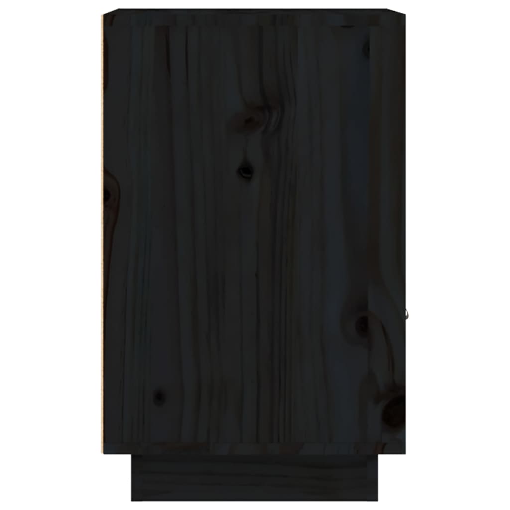 vidaXL 2 db fekete tömör fenyőfa éjjeliszekrény 40 x 34 x 55 cm