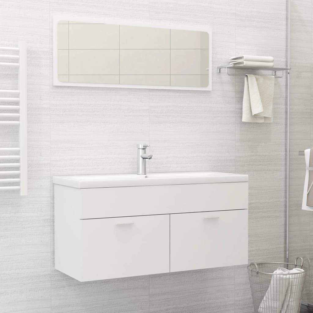 vidaXL 2 részes fehér forgácslap fürdőszobai bútorszett