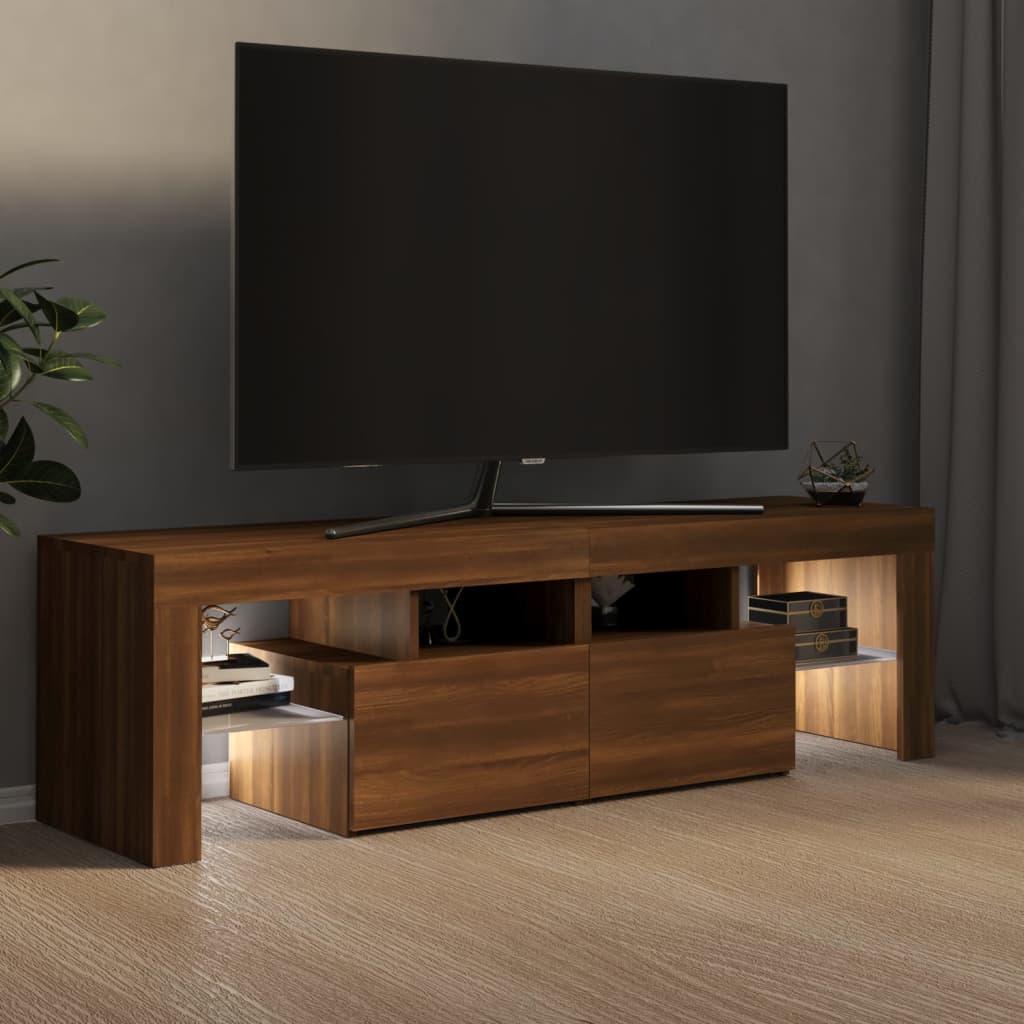 vidaXL barna tölgyszínű TV-szekrény LED-lámpákkal 140 x 36,5 x 40 cm