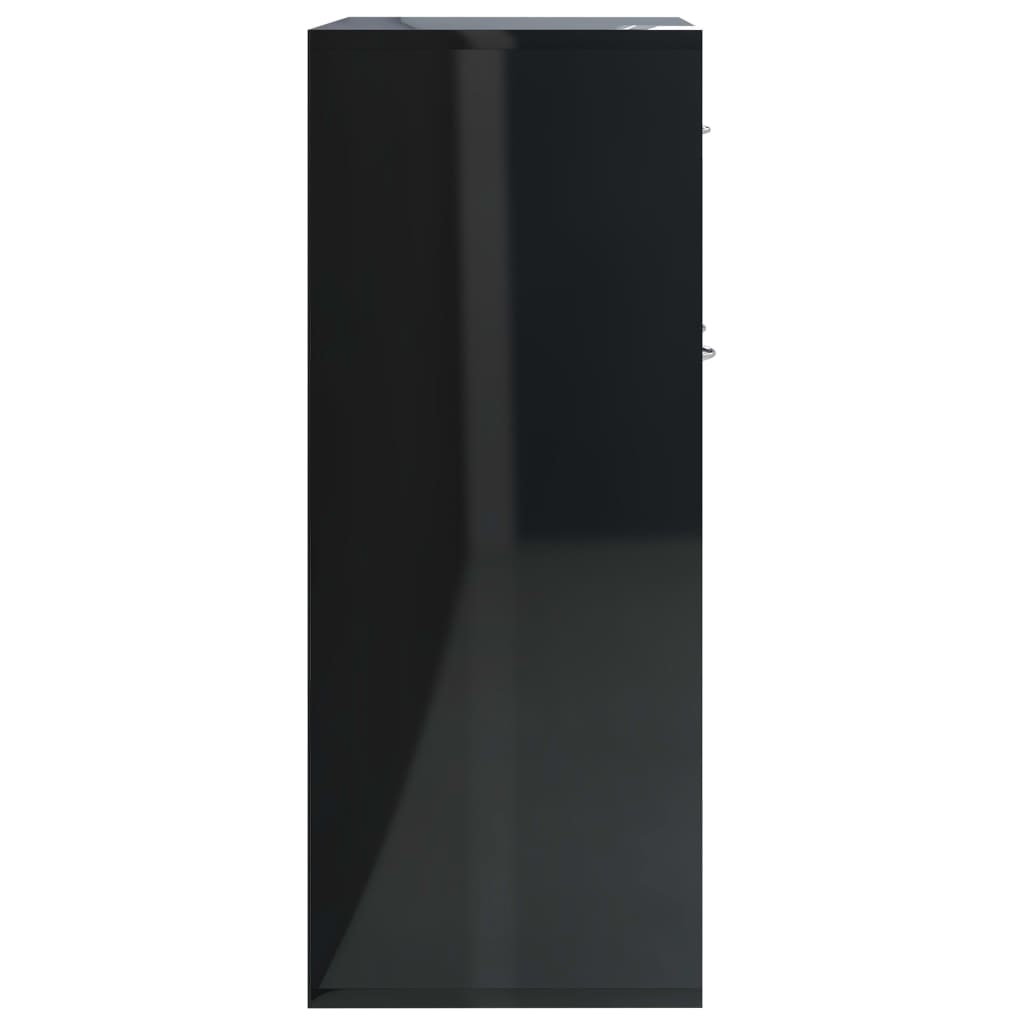 vidaXL magasfényű fekete forgácslap tálalószekrény 60 x 30 x 75 cm