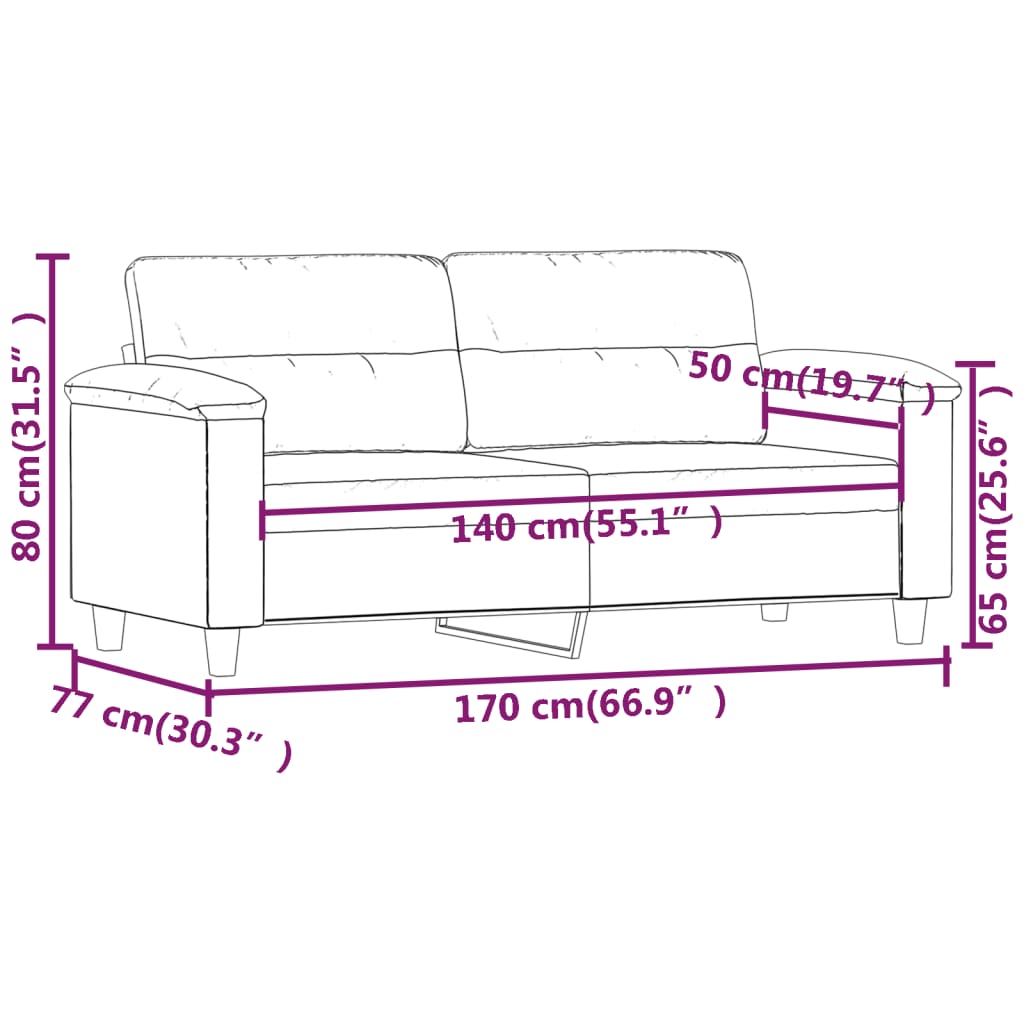 vidaXL 2 személyes szürke műbőr kanapé 140 cm