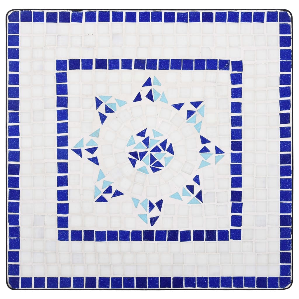 vidaXL 3 részes kék és fehér kerámia mozaikos bisztrószett