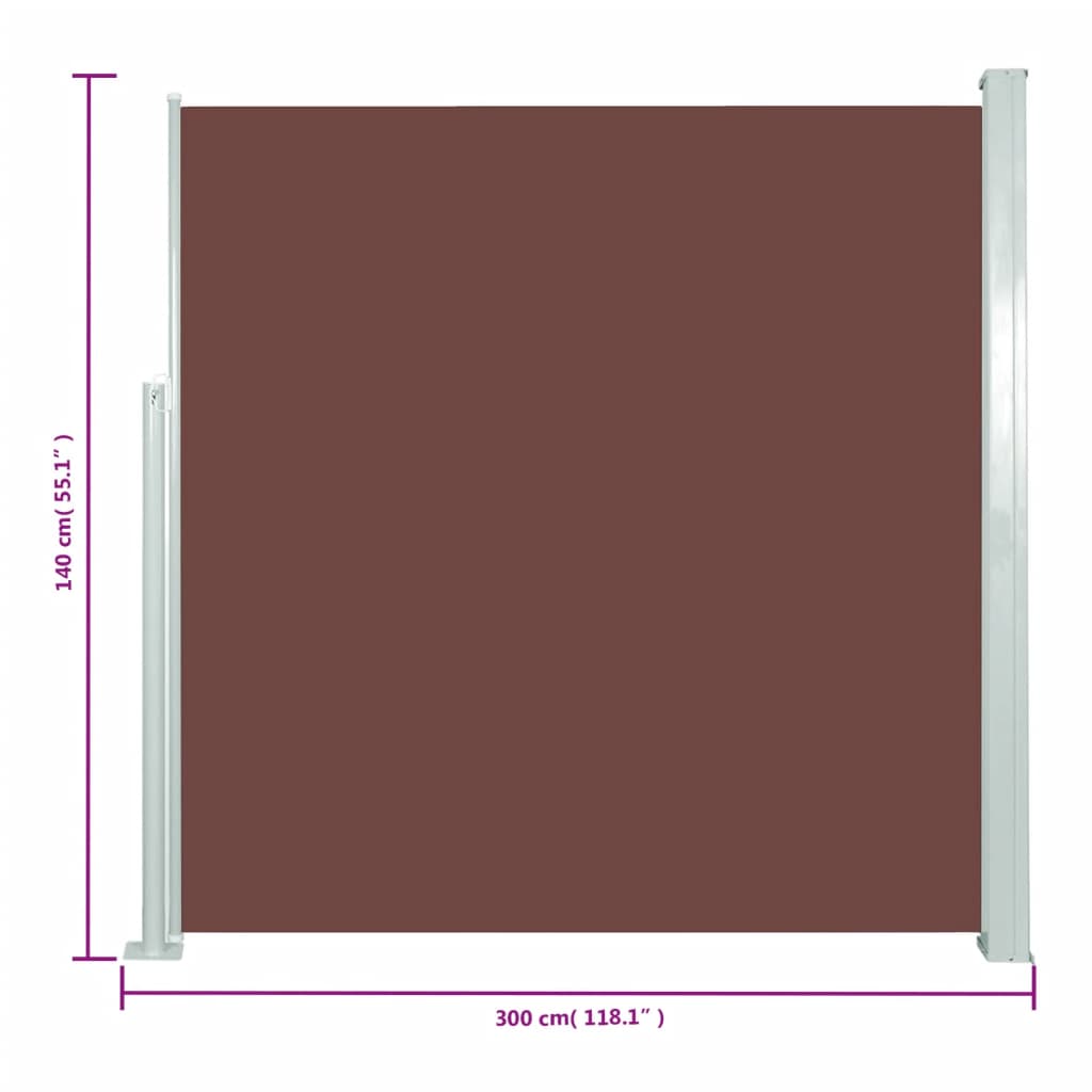 vidaXL barna behúzható oldalsó napellenző 140 x 300 cm