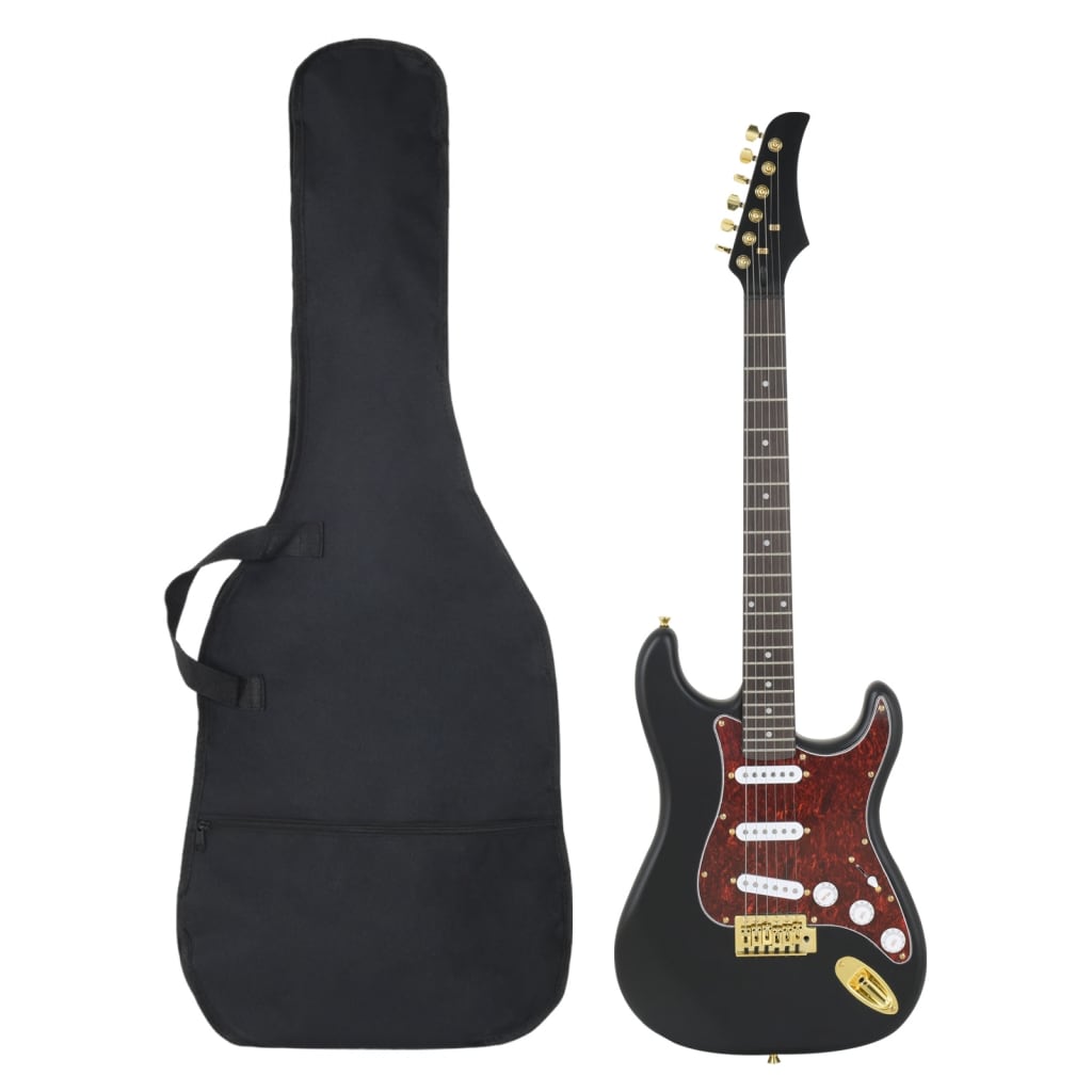 vidaXL fekete és arany elektromos gitár kezdőknek puhatokkal 4/4 39"