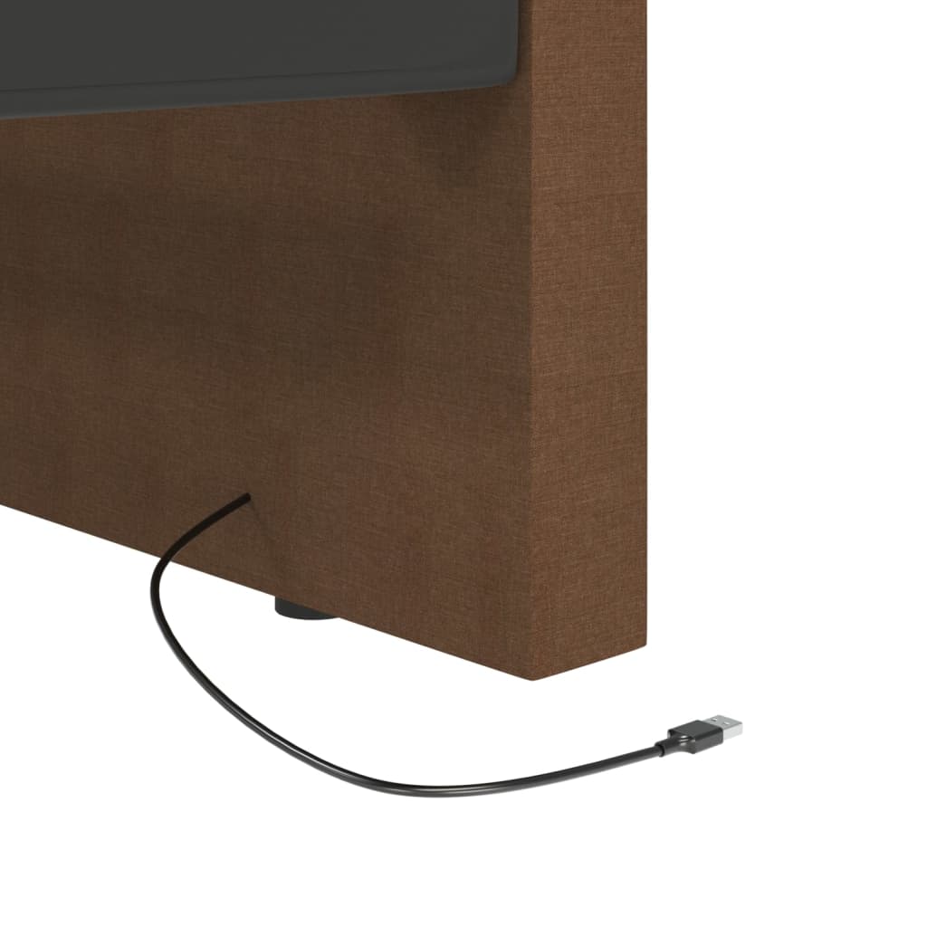 vidaXL barna szövetkárpitozású dívány USB-vel 90 x 200 cm