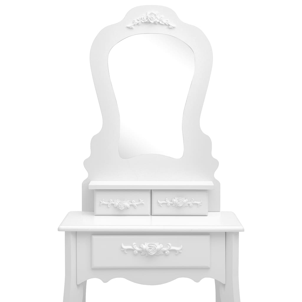 vidaXL fehér császárfa fésülködőasztal-szett ülőkével 50 x 59 x 136 cm