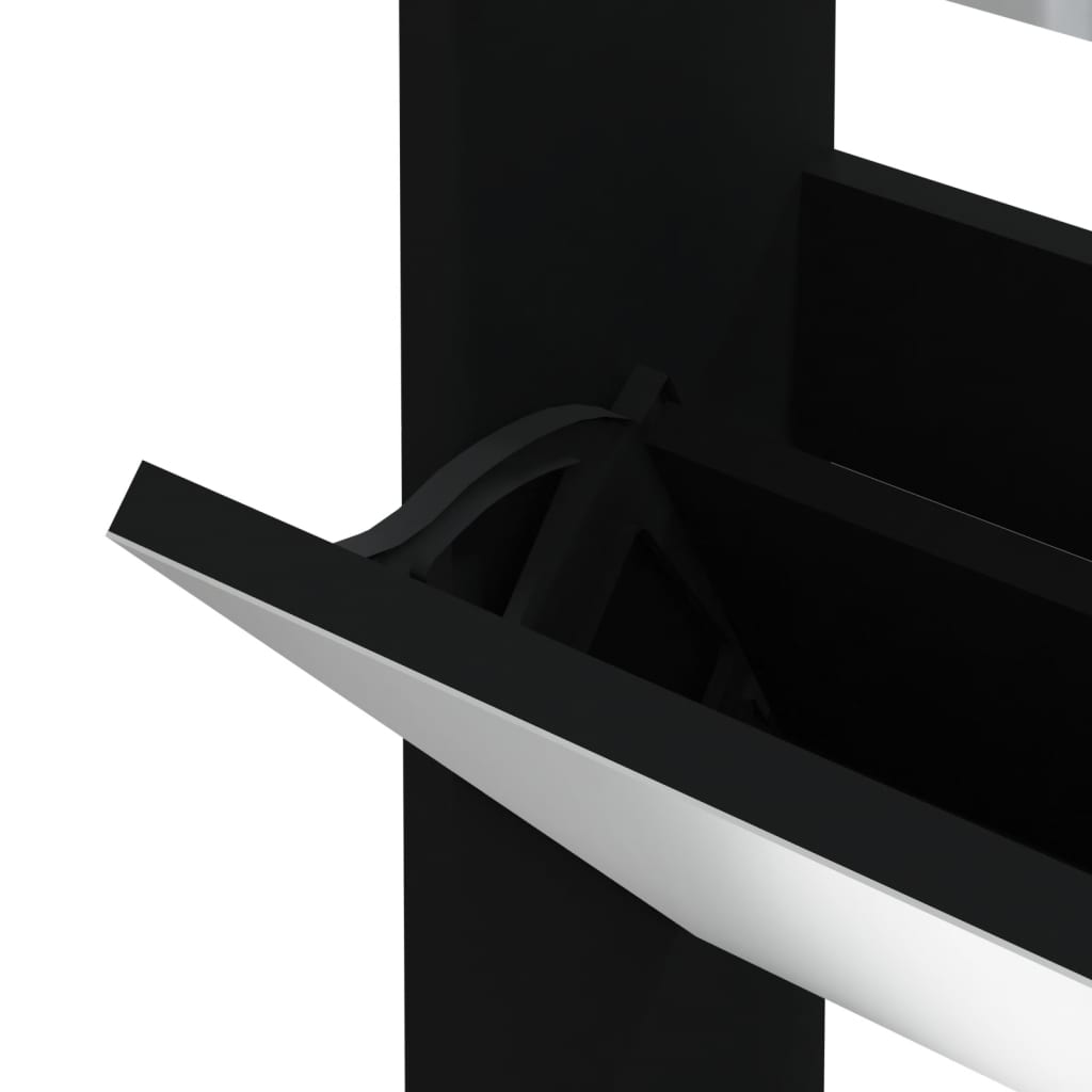 vidaXL fekete 3 szintes cipőszekrény tükörrel 63 x 17 x 102,5 cm