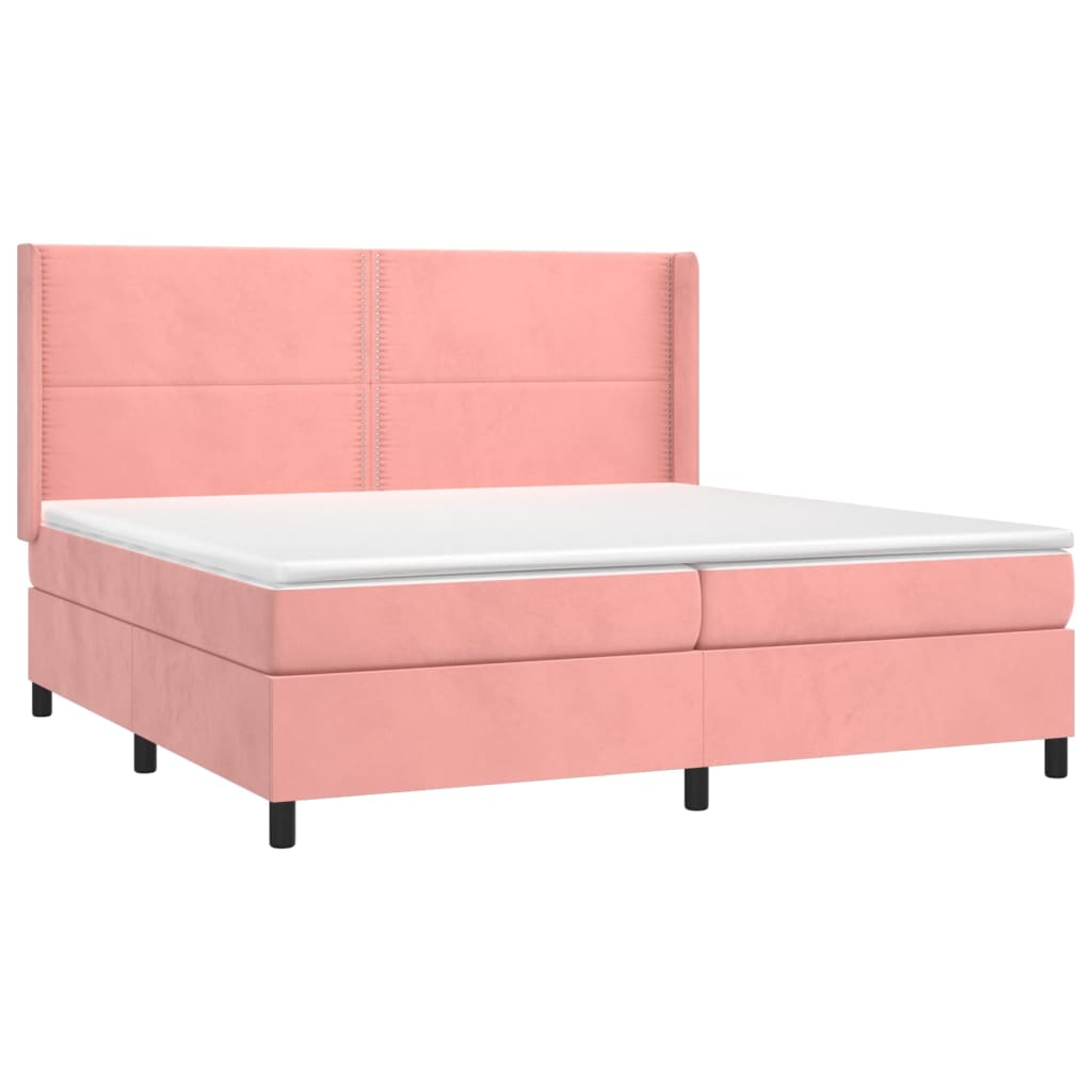 vidaXL rózsaszín bársony rugós ágy matraccal 200x200 cm