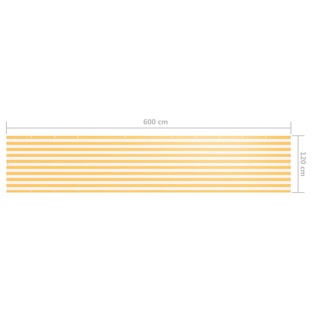 vidaXL fehér-sárga oxford-szövet erkélyparaván 120 x 600 cm