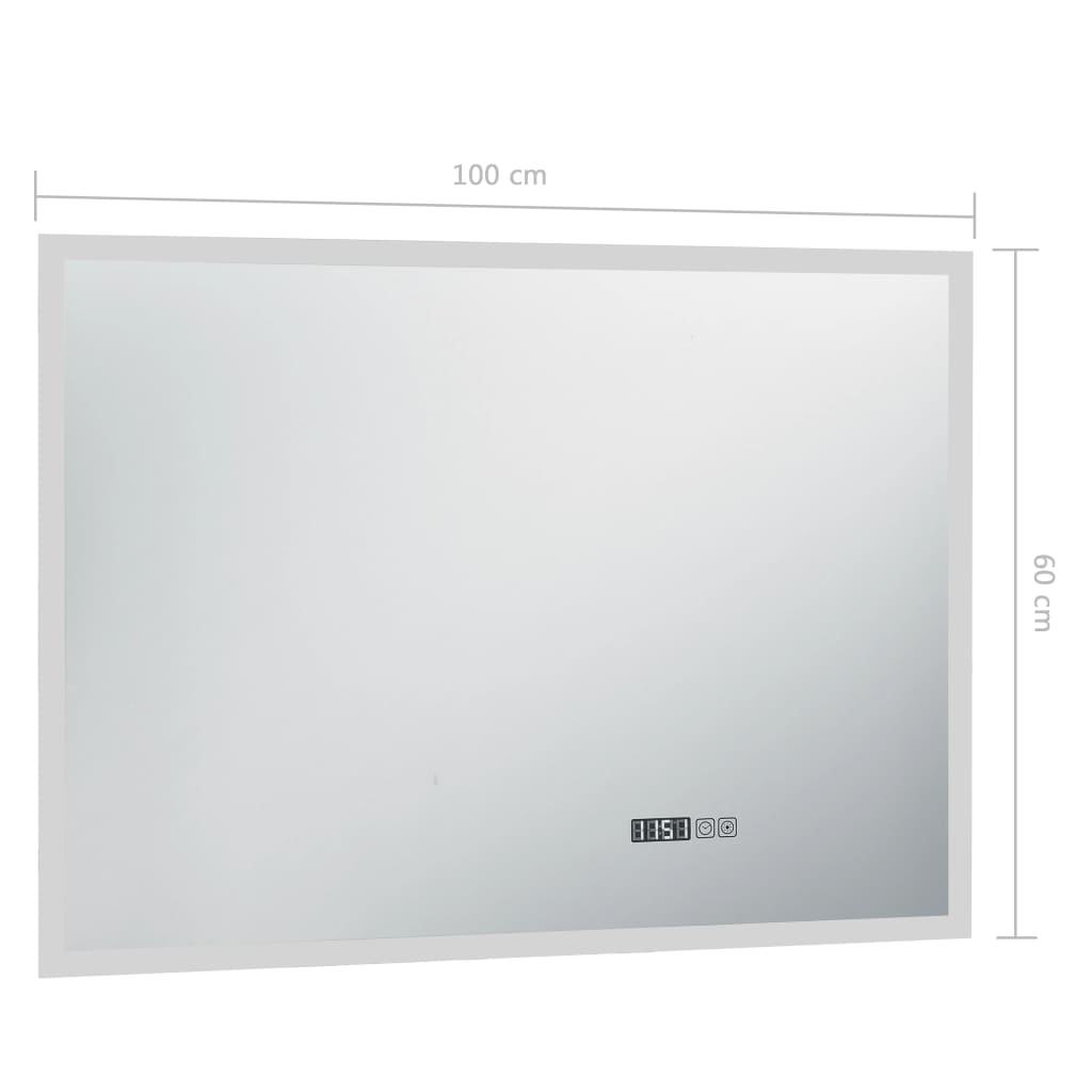 vidaXL LED-es tükör érintésérzékelővel és időkijelzővel 100 x 60 cm