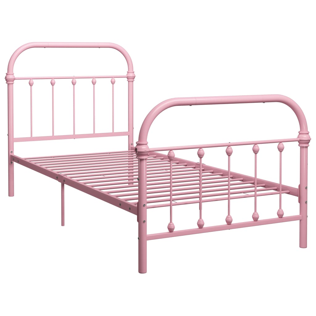 vidaXL rózsaszín fém ágykeret 100 x 200 cm