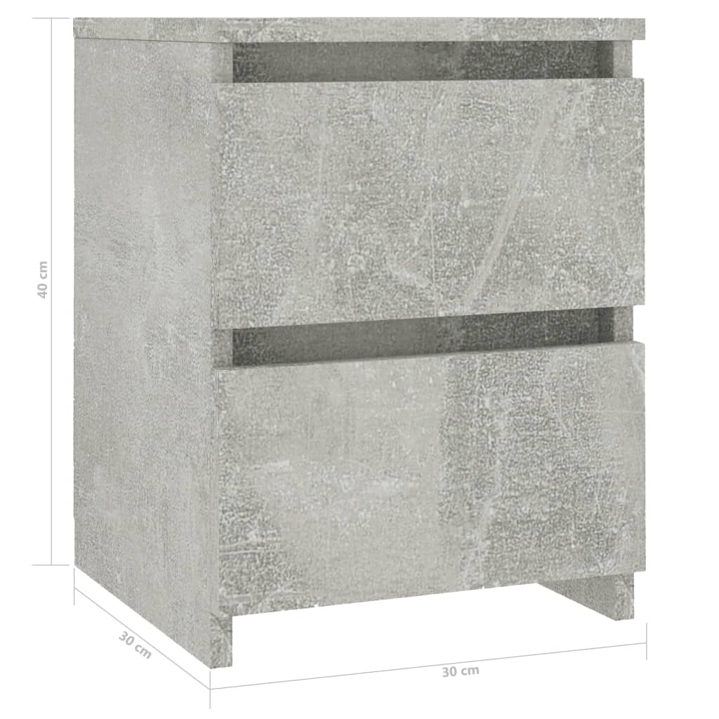 vidaXL 2 db betonszürke forgácslap éjjeliszekrény 30 x 30 x 40 cm