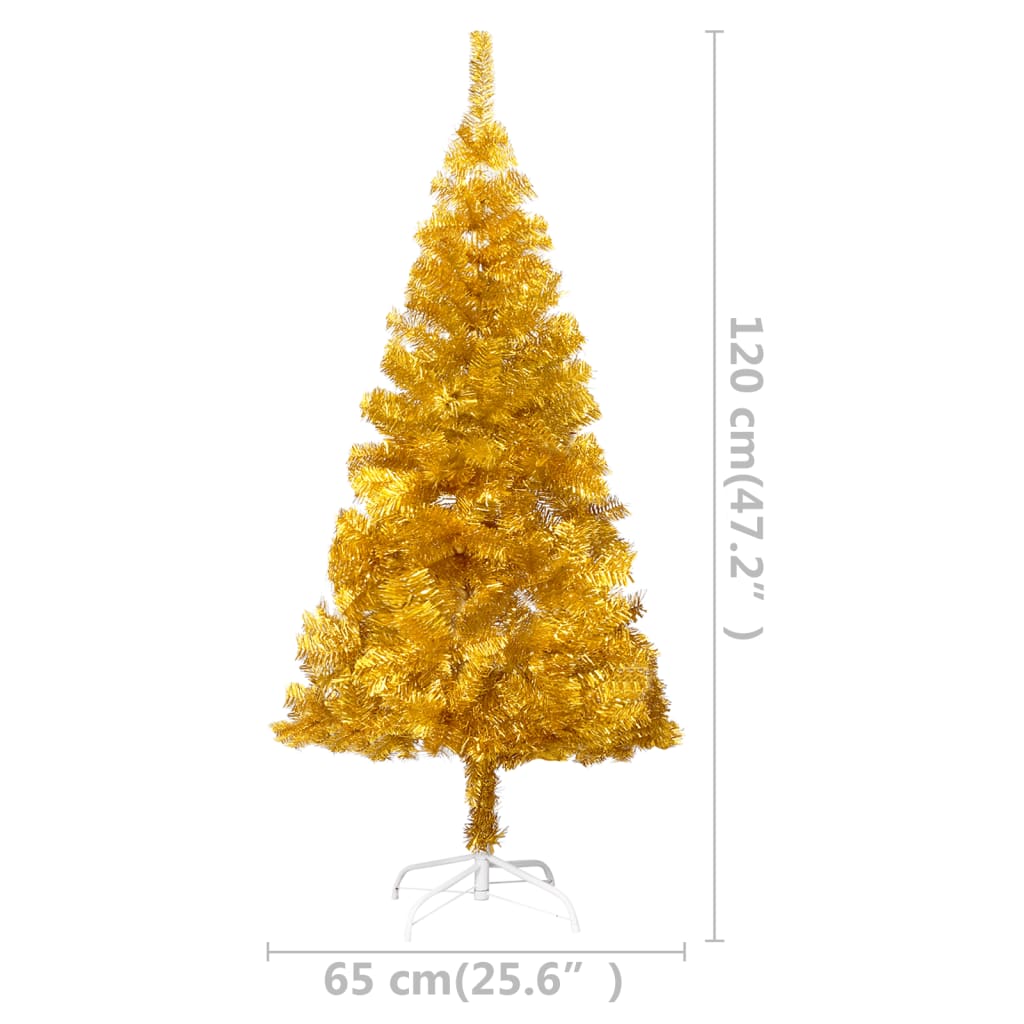vidaXL aranyszínű PET megvilágított műkarácsonyfa állvánnyal 120 cm