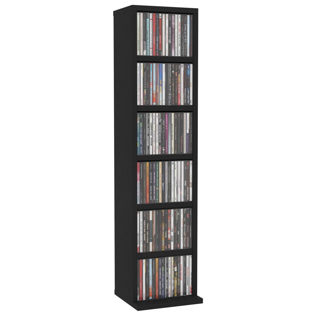 vidaXL fekete forgácslap CD-tartó szekrény 21 x 20 x 88 cm