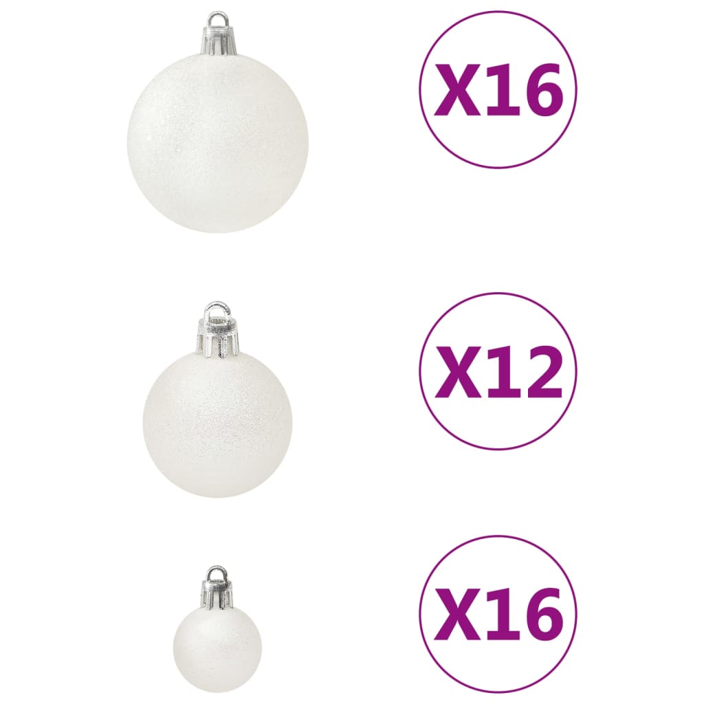 vidaXL 100 darabos fehér karácsonyi gömbkészlet