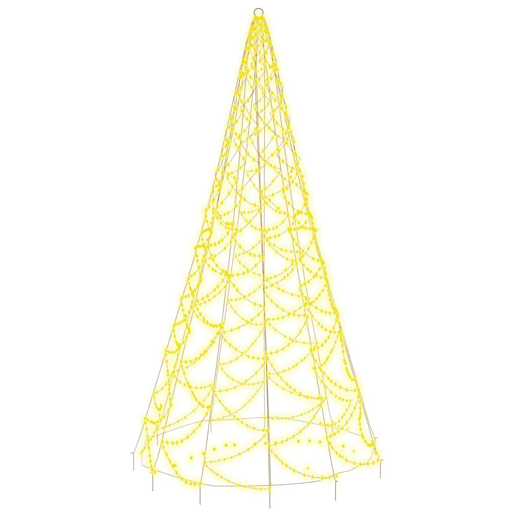 vidaXL karácsonyfa zászlórúdon 500 meleg fehér LED-del 300 cm
