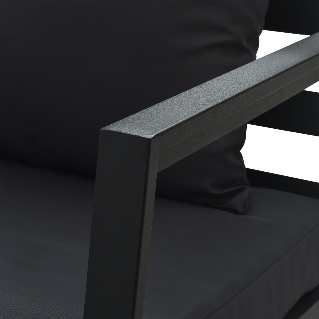 vidaXL kétszemélyes sötétszürke alumínium kerti kanapé párnákkal