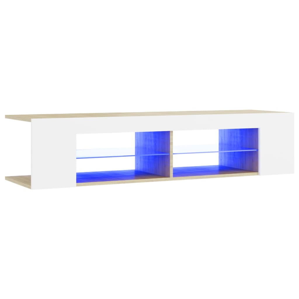 vidaXL fehér-tölgyszínű TV-szekrény LED-lámpákkal 135 x 39 x 30 cm