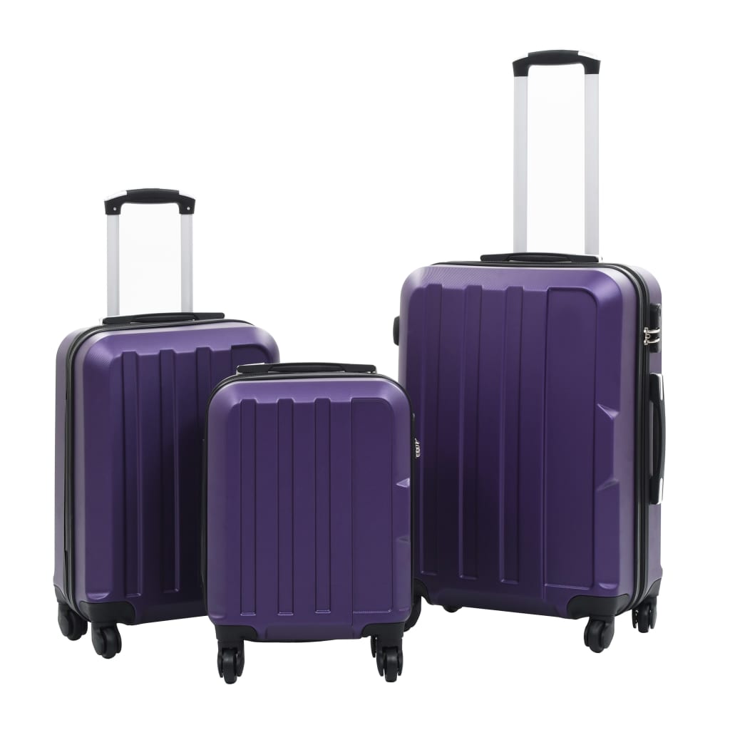 vidaXL 3 db lila keményfalú ABS gurulós bőrönd