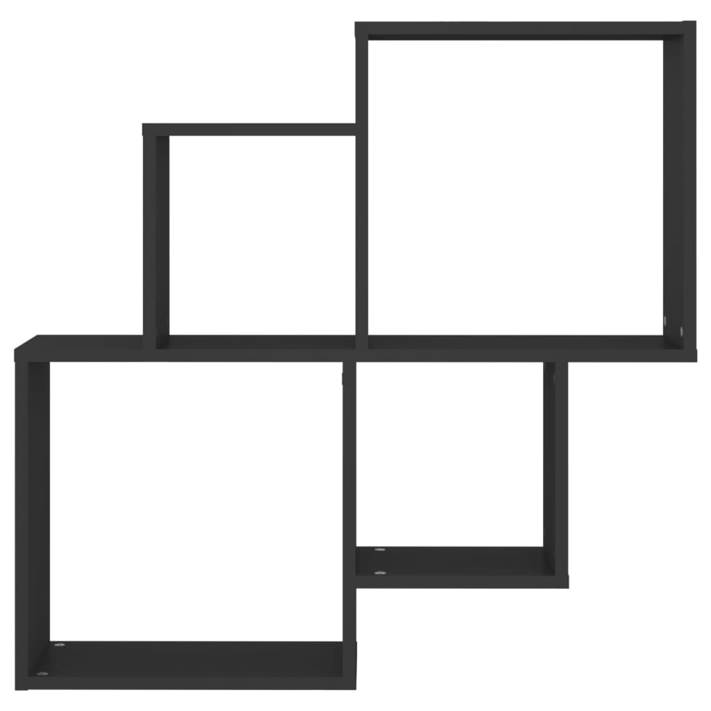 vidaXL fekete forgácslap fali kockapolc 80 x 15 x 78,5 cm