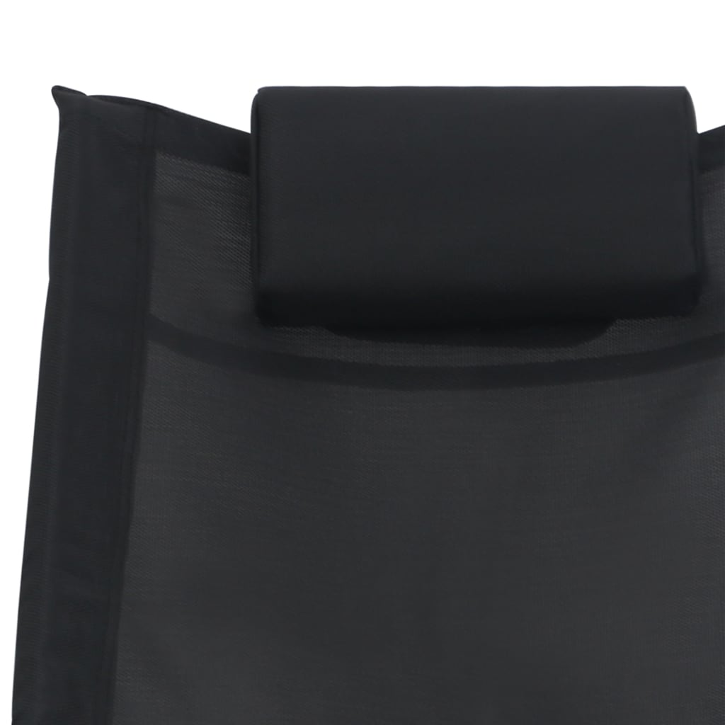 vidaXL fekete textilén napozóágy párnával