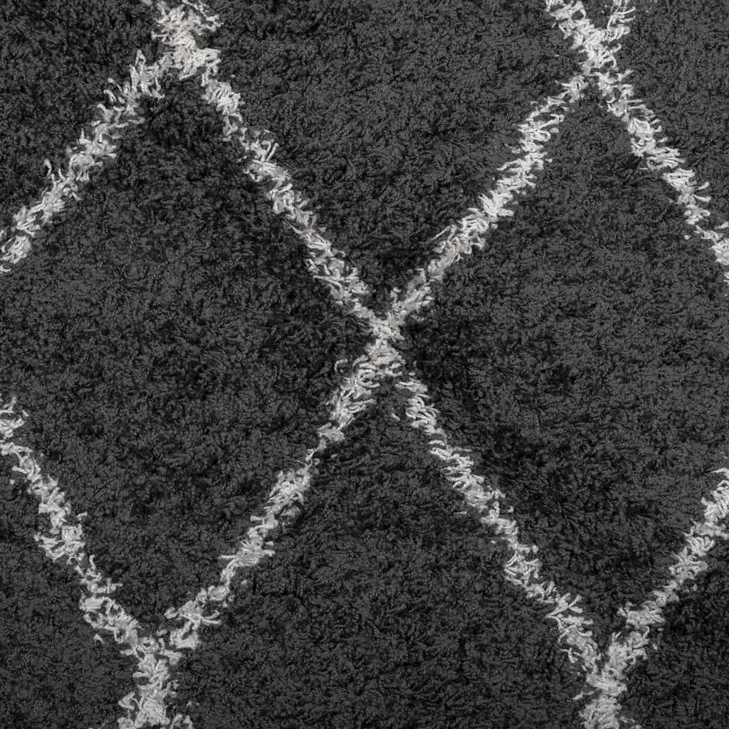 vidaXL PAMPLONA fekete és krém bolyhos modern szőnyeg Ø 100 cm