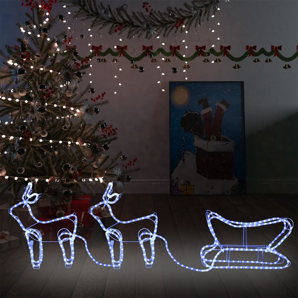 vidaXL rénszarvas és szán kültéri karácsonyi dekoráció 576 LED-del