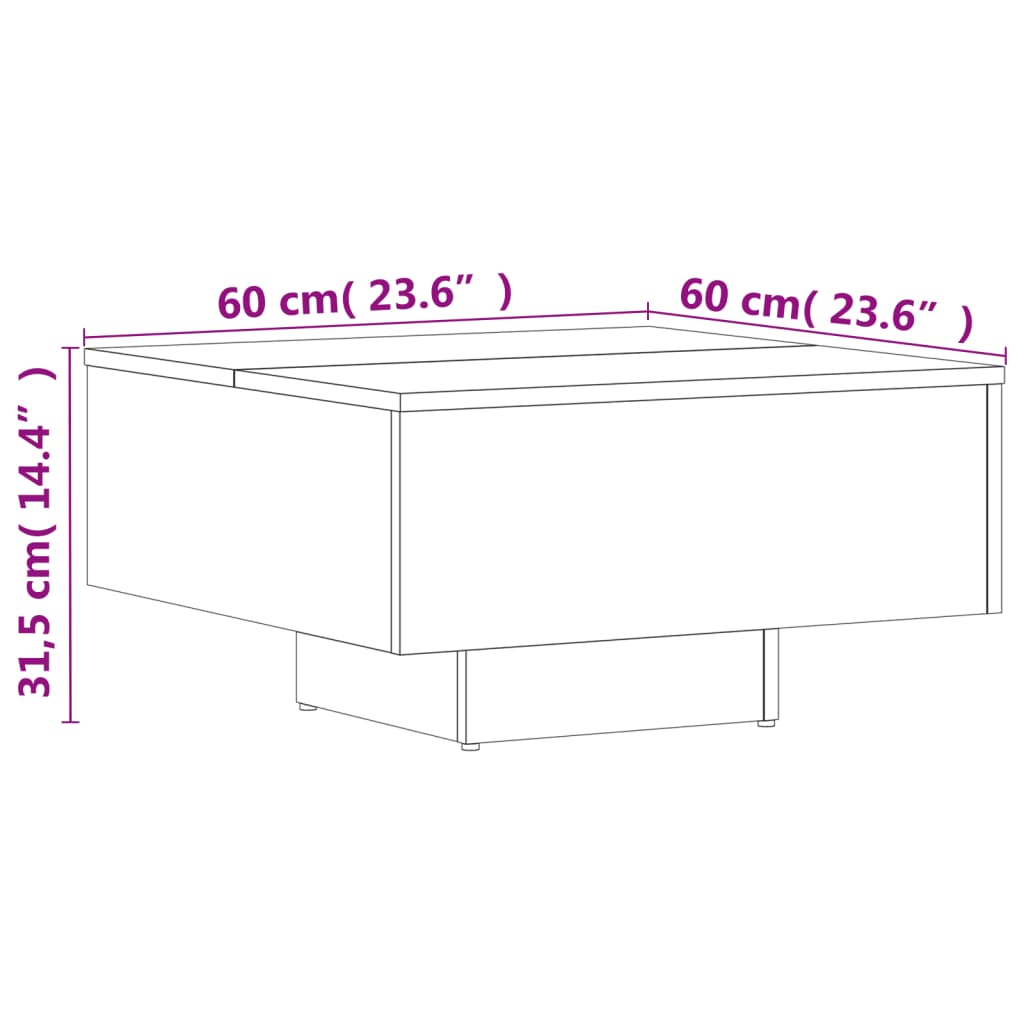 vidaXL sonoma-tölgy színű forgácslap dohányzóasztal 60 x 60 x 31,5 cm