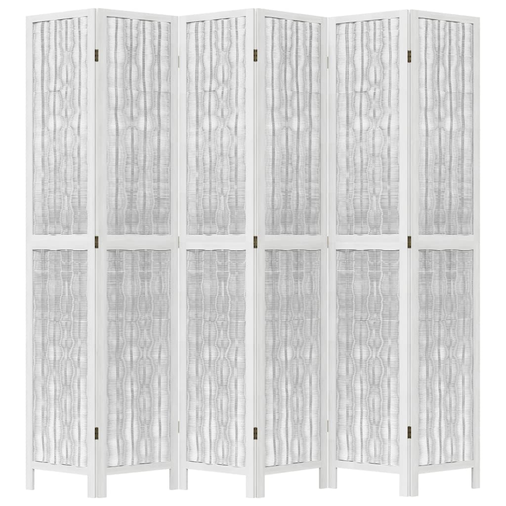 vidaXL 6 paneles fehér tömör császárfa térelválasztó