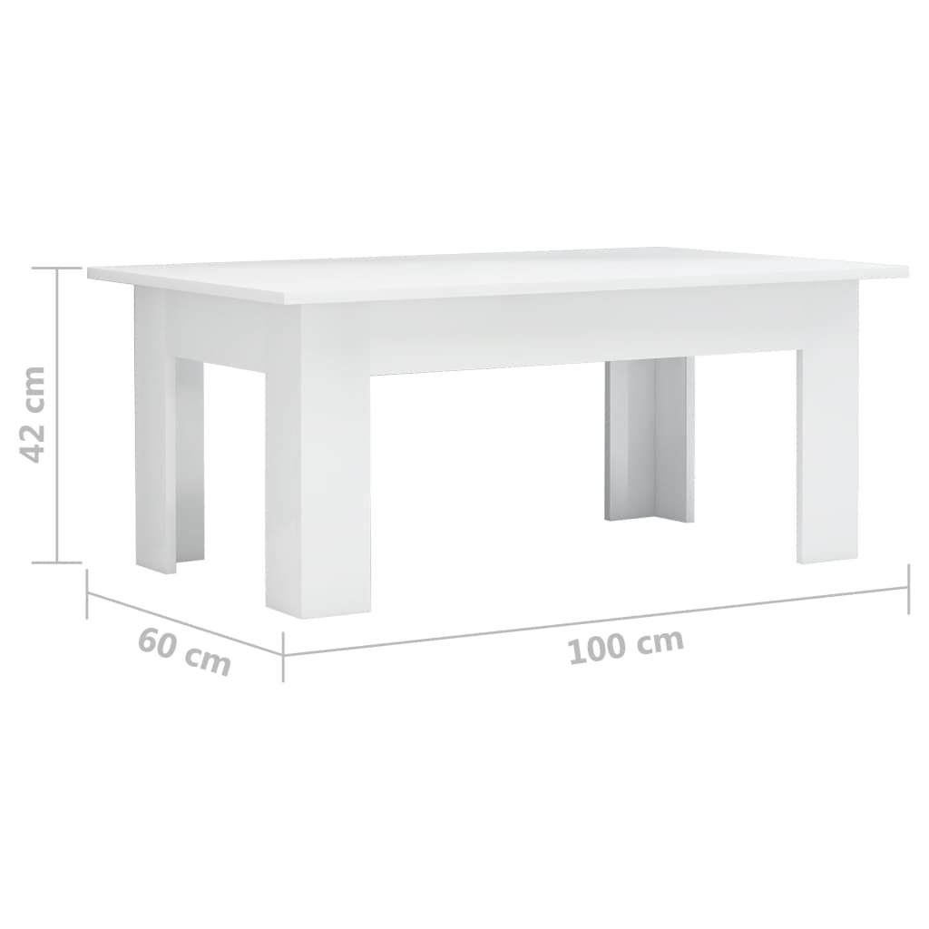 vidaXL magasfényű fehér forgácslap dohányzóasztal 100 x 60 x 42 cm