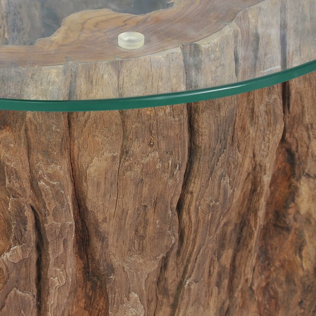 vidaXL tíkfa és üveg dohányzóasztal 50 x 40 cm