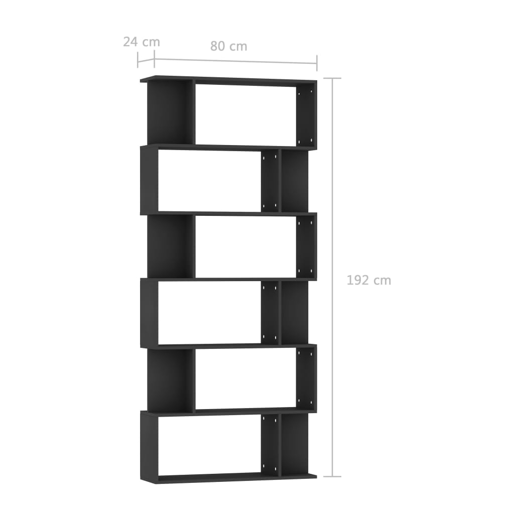 vidaXL fekete forgácslap könyvszekrény/térelválasztó 80 x 24 x 192 cm