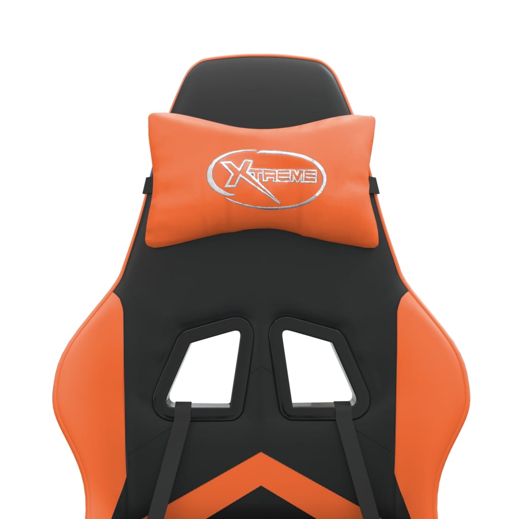 vidaXL fekete és narancssárga műbőr forgó játékszék lábtartóval