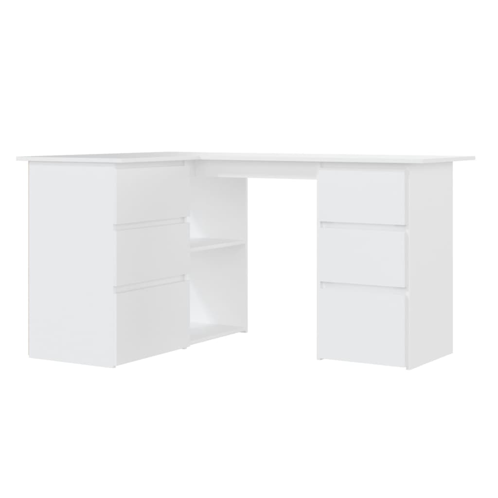 vidaXL fehér forgácslap sarok íróasztal 145 x 100 x 76 cm