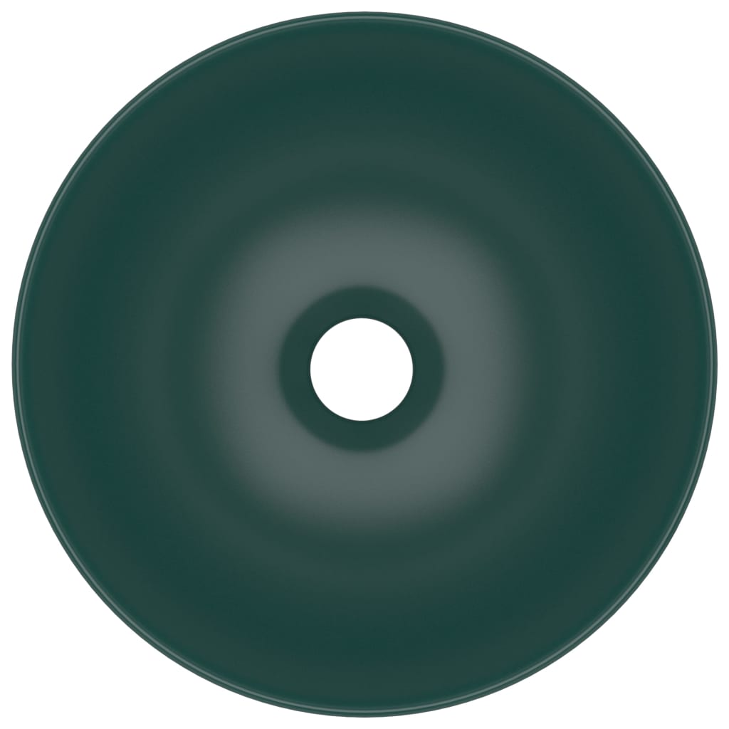 vidaXL kerek matt sötétzöld kerámia mosdókagyló