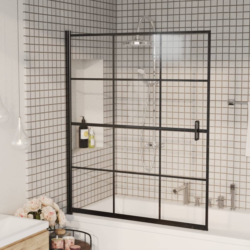 vidaXL fekete ESG zuhanykabin 116 x 140 cm