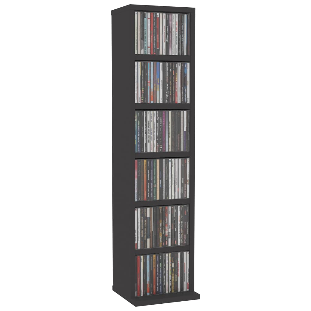vidaXL szürke szerelt fa CD-szekrény 21 x 20 x 88 cm