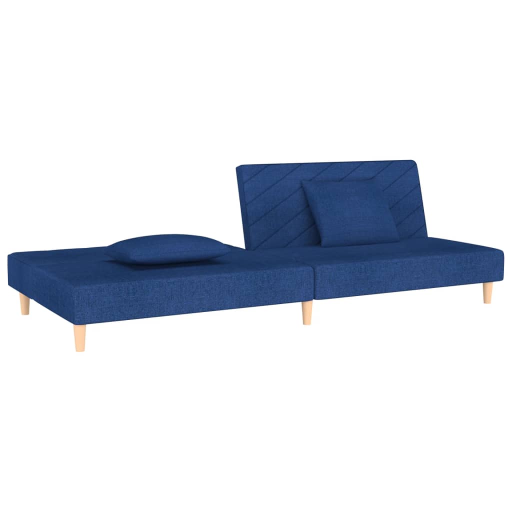 vidaXL kétszemélyes kék szövet kanapéágy két párnával