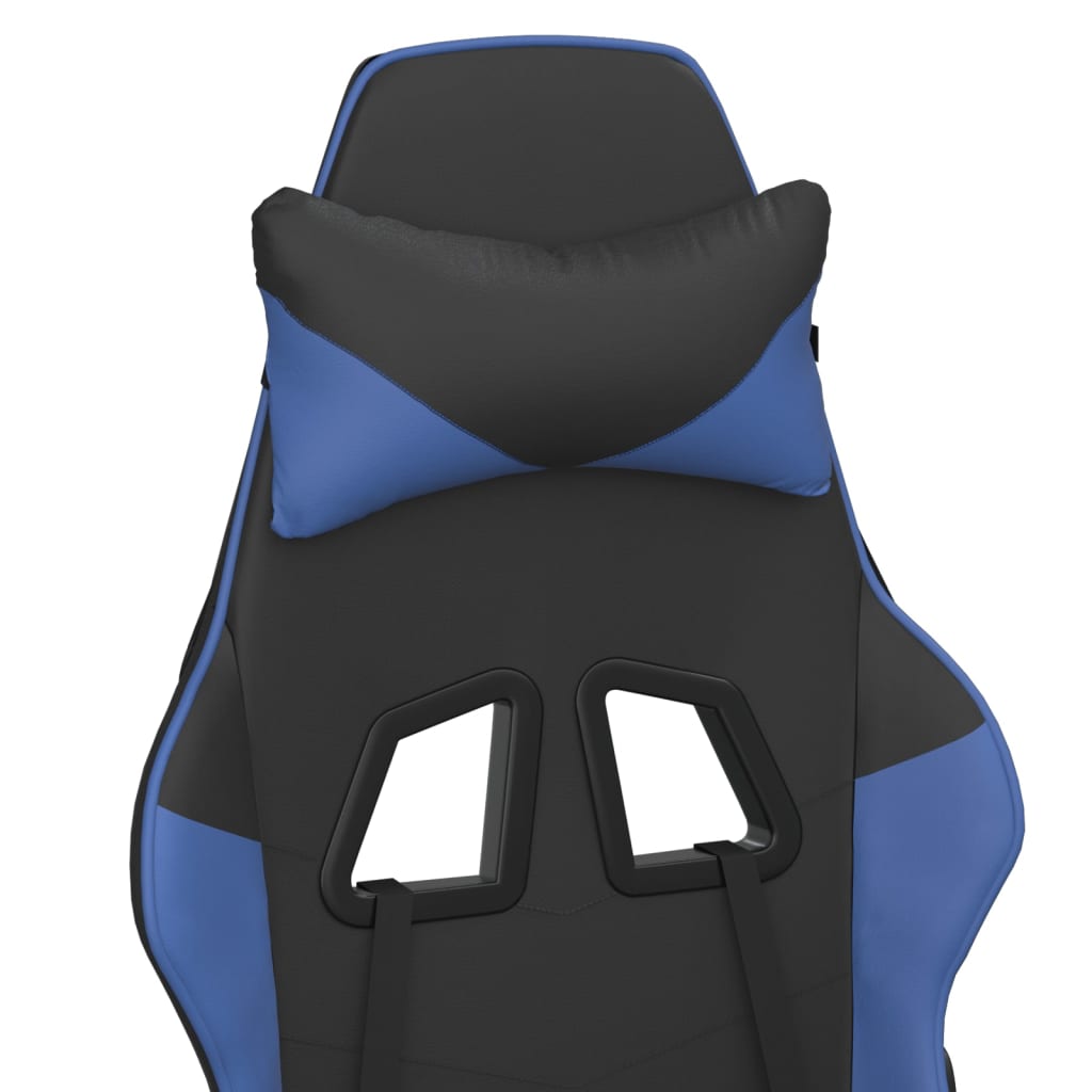 vidaXL Masszázs játékszék fekete-kék műbőr lábtartóval