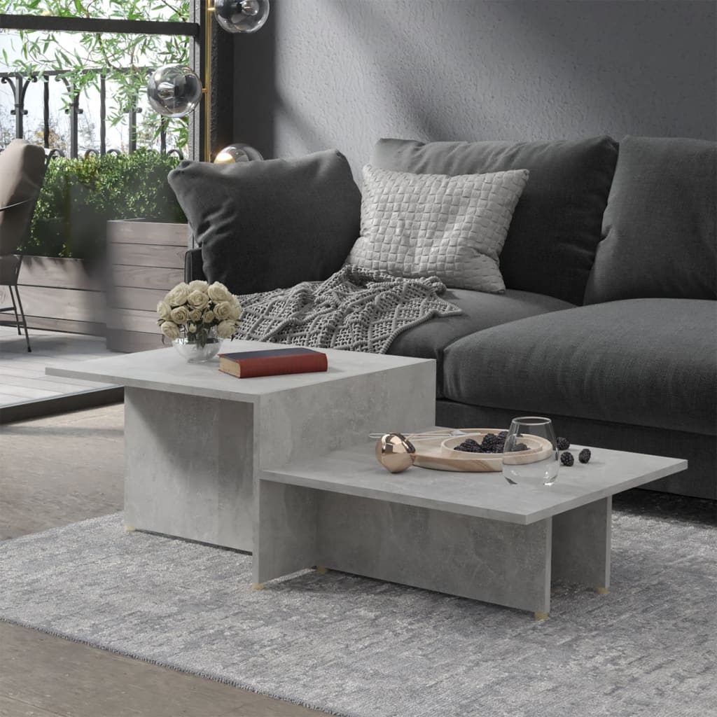 vidaXL betonszürke szerelt fa dohányzóasztal 111,5 x 50 x 33 cm
